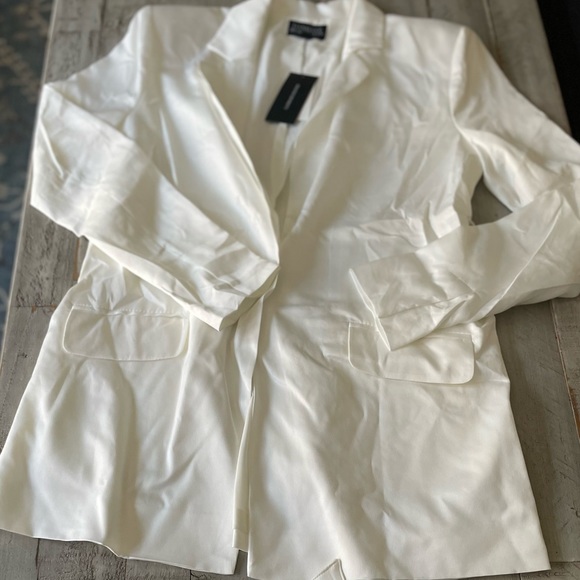 Danielle Bernstein women white satin wear to work blazer jacket xs - Picture 2 of 4